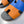 HM Oran Slippers in Blue and Orange Calfskin 735647
