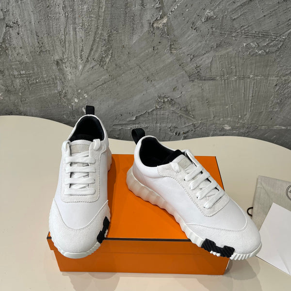 Sneakers HM Bouncing 35 in pelle di capra bianca e pelle scamosciata di capra H nera