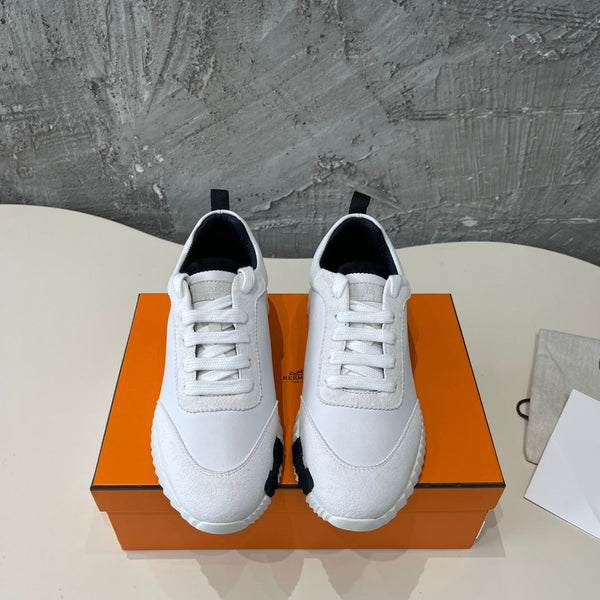Sneakers HM Bouncing 35 in pelle di capra bianca e pelle scamosciata di capra H nera