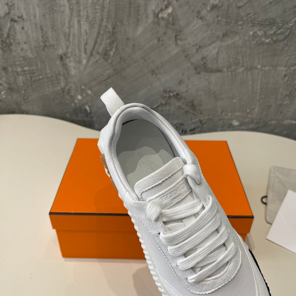 Sneakers HM Bouncing 35 in pelle di capra bianca e scamosciata, in pelle di capra H marrone chiaro