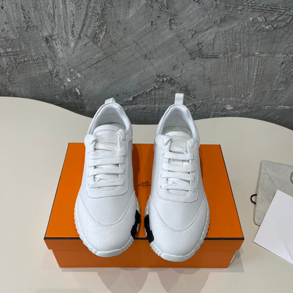 Sneakers HM Bouncing 35 in pelle di capra bianca e scamosciata, in pelle di capra H marrone chiaro