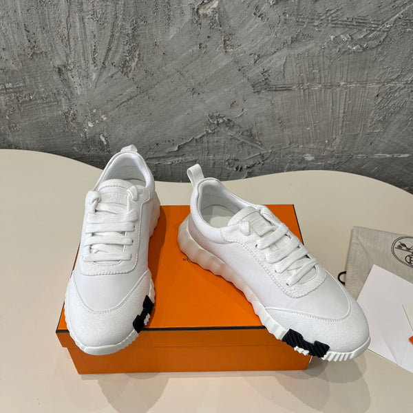 Sneakers HM Bouncing 35 in pelle di capra bianca e scamosciata, in pelle di capra H marrone chiaro