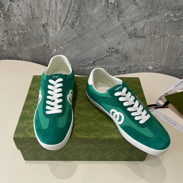 GG Low Sneaker Pine Green Canvas Suede Calfskin