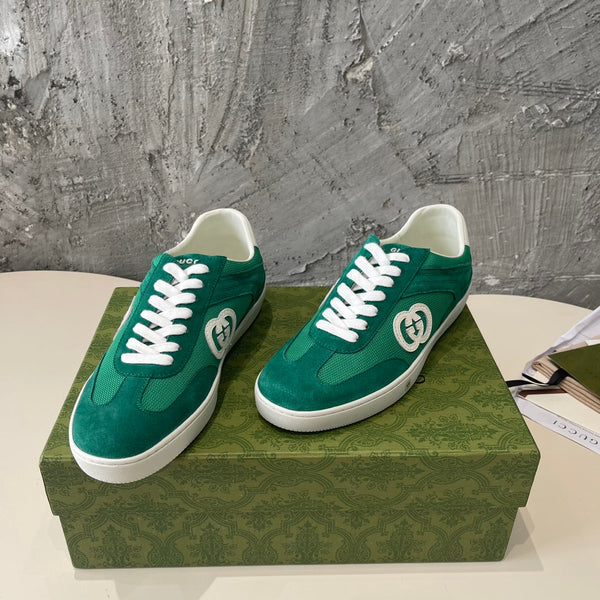 GG Low Sneaker Pine Green Canvas Suede Calfskin