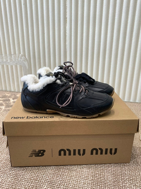 Miu x Balance Sneakers Black Cowhide