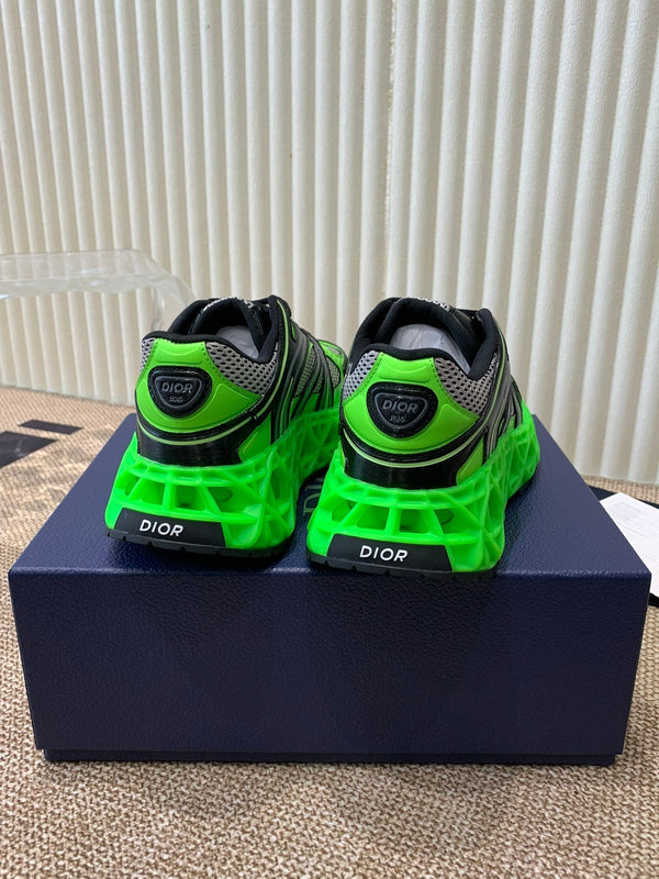 CD Sneaker B35 In Green Mix White Black Calfskin And Fabric  113119