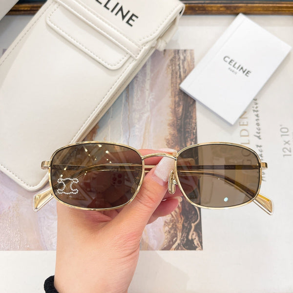 TRIOMPHE RHINESTONE SUNGLASS CL40285U IN METAL WITH CRYSTALS