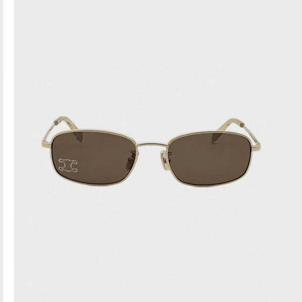 TRIOMPHE RHINESTONE SUNGLASS CL40285U IN METAL WITH CRYSTALS