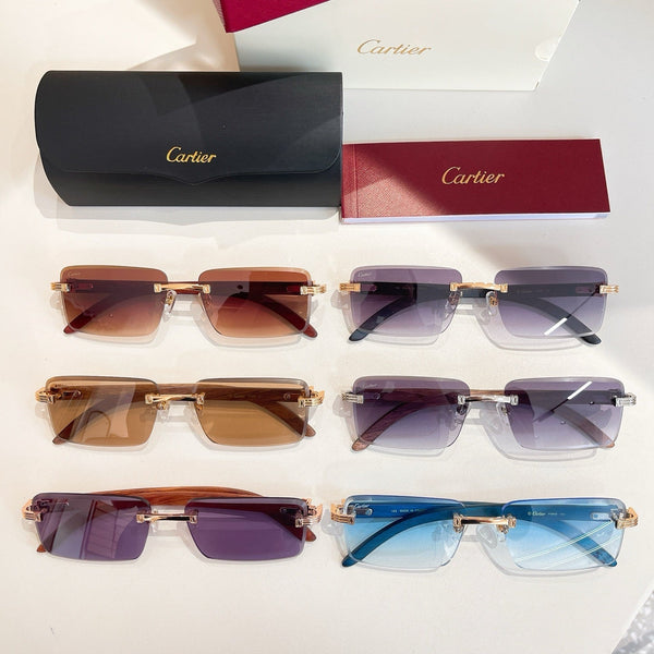 C DE RIMLESS RECTANGULAR FRAME SUNGLASSES CT0619S IN METAL AND WOODEN