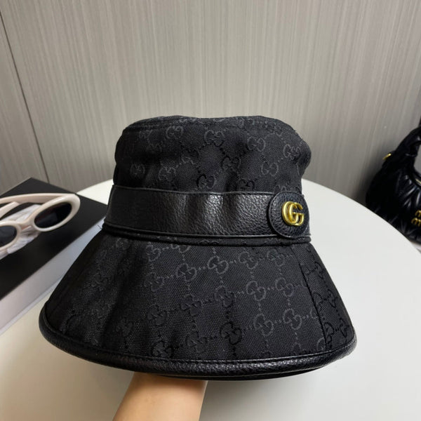 GG Bucket Hat Black Monogram 413184