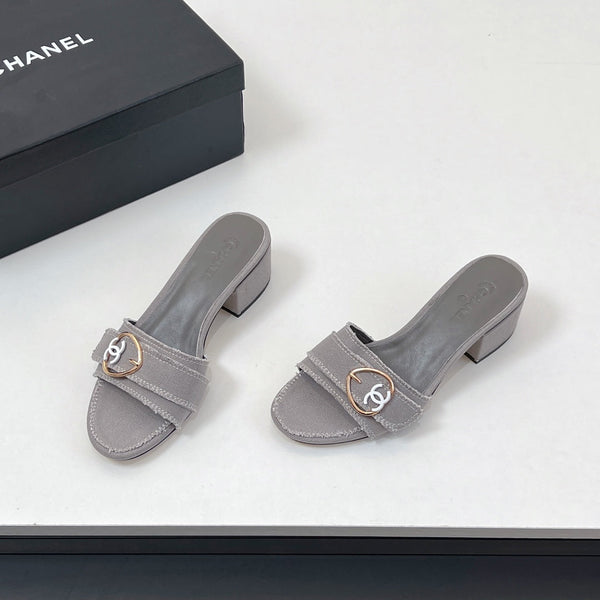 CC Mule Sandals In Grey Canvas Fabric 149438