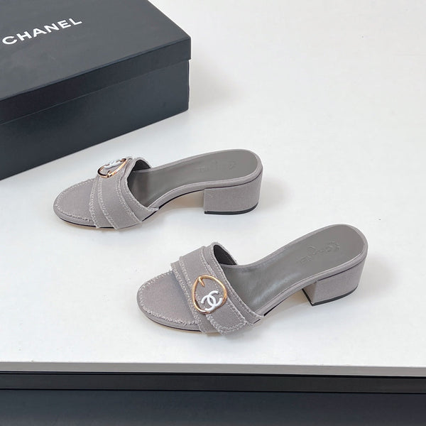 CC Mule Sandals In Grey Canvas Fabric 149438