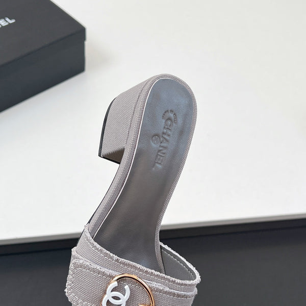 CC Mule Sandals In Grey Canvas Fabric 149438