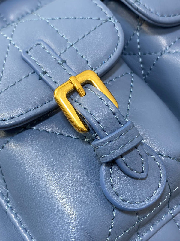 ZAINO PICCOLO 20 CARO IN PELLE DI AGNELLO MACROCANNAGE BLU REALE