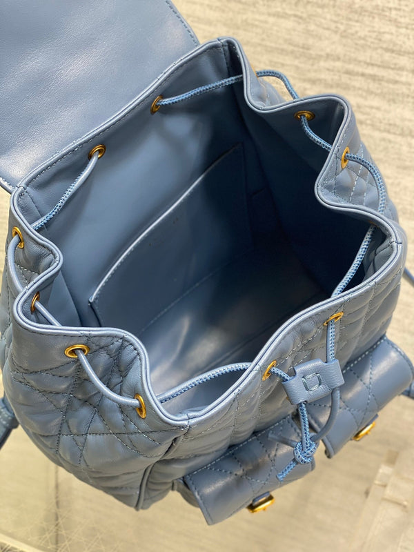 ZAINO PICCOLO 20 CARO IN PELLE DI AGNELLO MACROCANNAGE BLU REALE