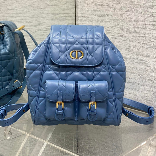 ZAINO PICCOLO 20 CARO IN PELLE DI AGNELLO MACROCANNAGE BLU REALE