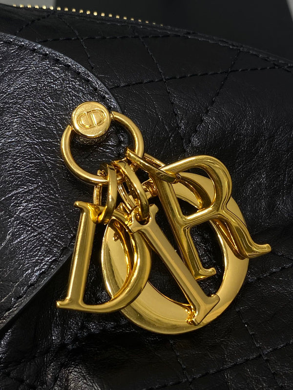 CD VOYAGE handbag 28 Black Crinkled Calfskin