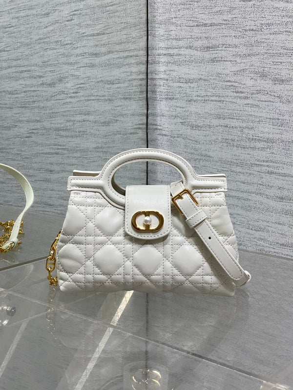 CD Jolie Top Handle Mini Bag 18.5cm White Cannage Lambskin GHW