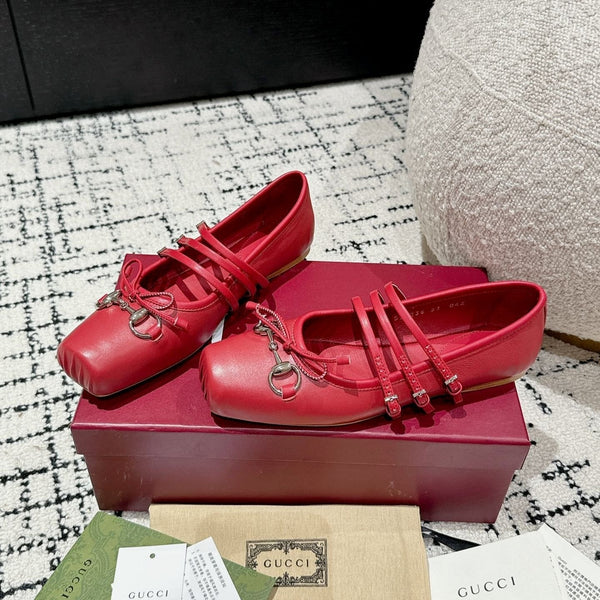 MARY JANE FLAT IN PELLE DI VITELLO ROSSO CREMISANO
