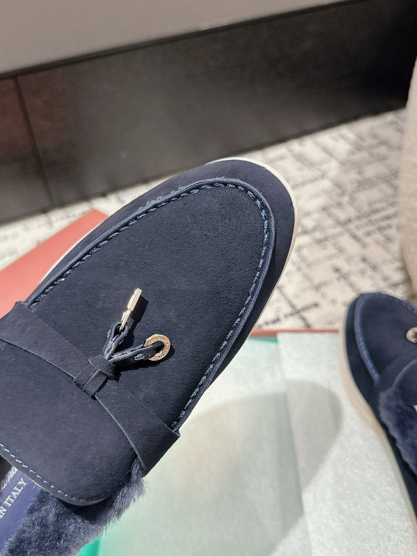 Mocassini LP Summer Charms Walk in pelle scamosciata blu scuro con fodera in pelliccia di coniglio 985643