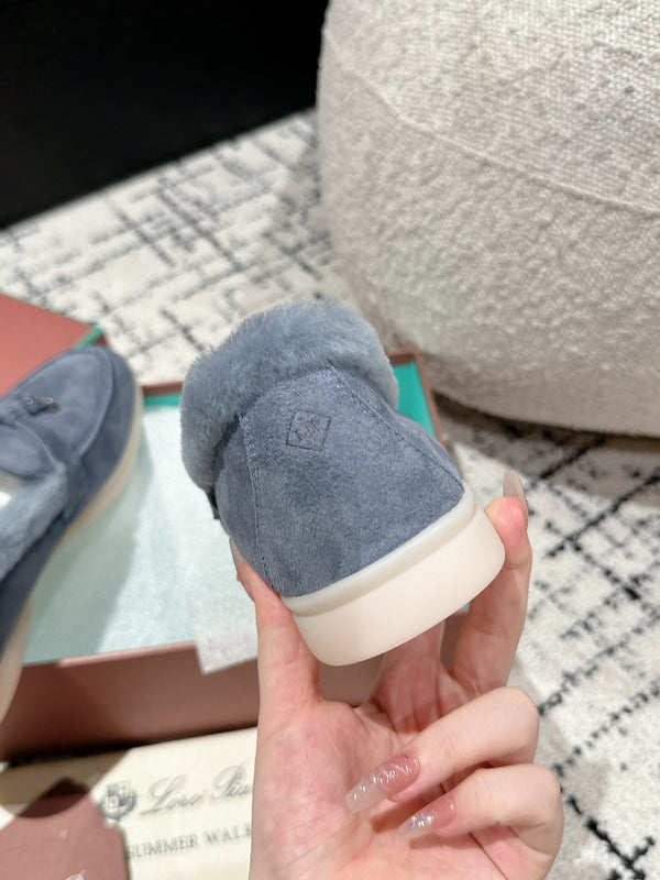 Mocassini LP Summer Charms Walk in pelle scamosciata chiara Aegean con fodera in pelliccia di coniglio 985647