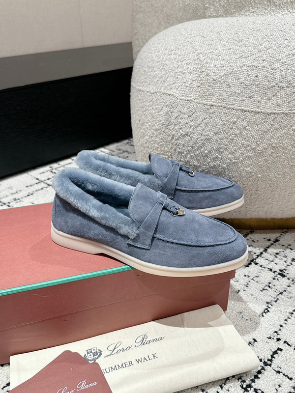 Mocassini LP Summer Charms Walk in pelle scamosciata chiara Aegean con fodera in pelliccia di coniglio 985647