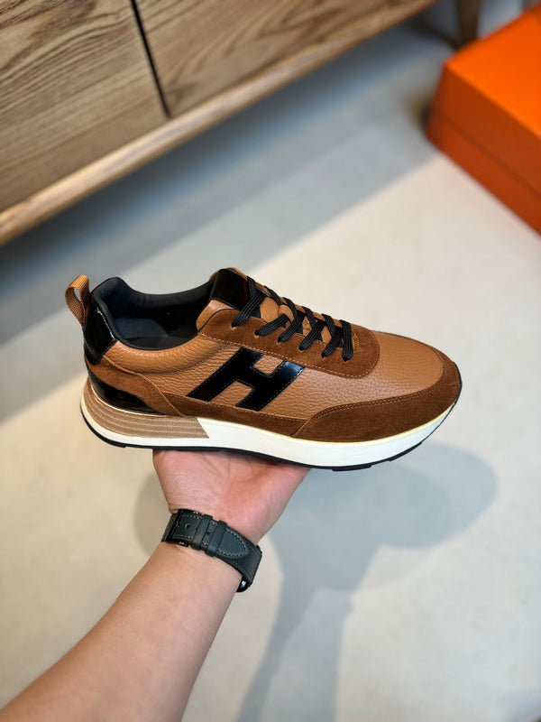 HM INTERACTIVE LACE-UP SNEAKER TAWNY CALFSKIN