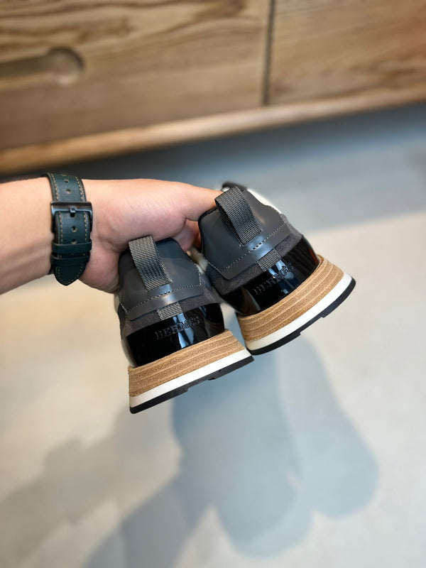 HM INTERACTIVE LACE-UP SNEAKER GRAY AND WHITE CALFSKIN