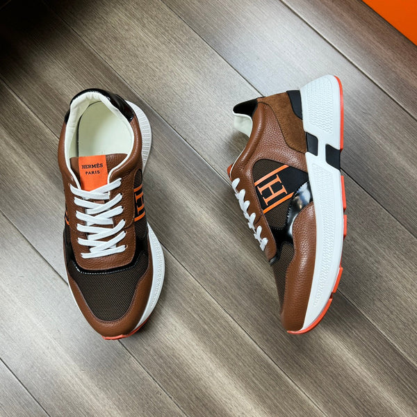 HM THICK - SOLE SNEAKER BROWN MESH FABRIC