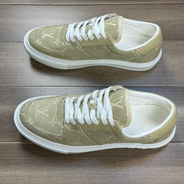 LV TRAINER SNEAKER IN YELLOW OLIVE MONOGRAM DENIM