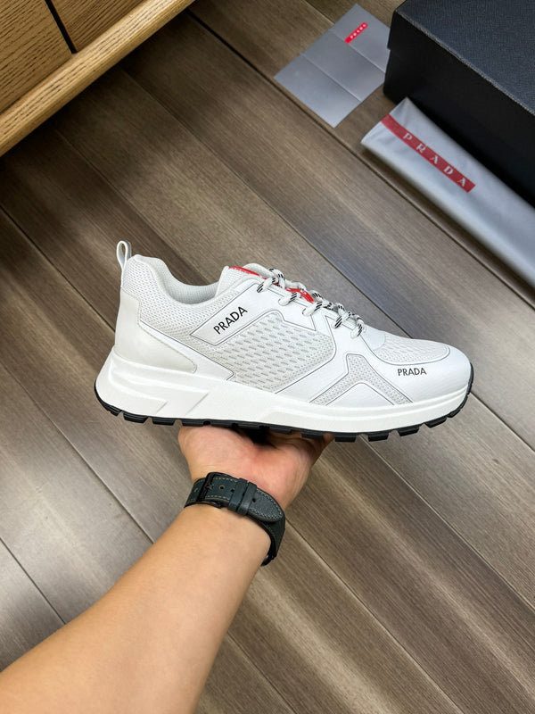 PRA SNEAKER WHITE NAPPA CALFSKIN AND FLYKNIT FABRIC