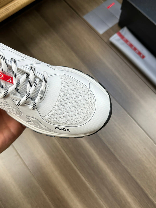 PRA SNEAKER WHITE NAPPA CALFSKIN AND FLYKNIT FABRIC