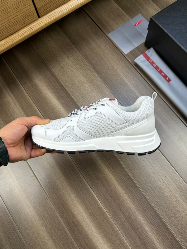 PRA SNEAKER WHITE NAPPA CALFSKIN AND FLYKNIT FABRIC