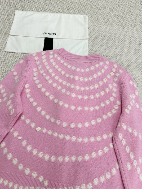CC 25 Pearls Cardigan Pink Cashmere