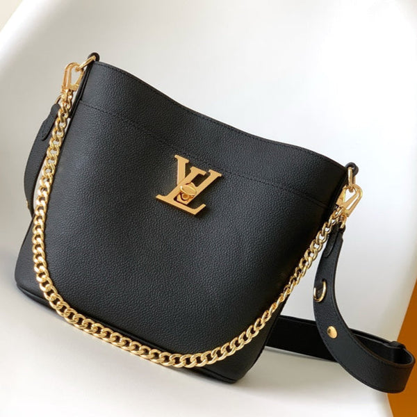 LV Lock and Walk Bag Black Gold Cowhide 241220