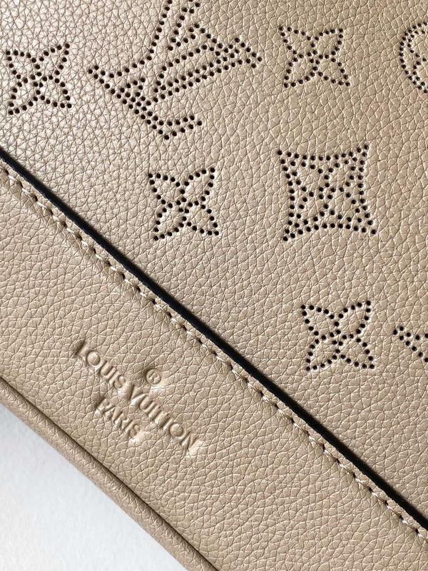 LV M12140 Borsa a mano Flore 28 cm Galet Grigio Monogram Pelle di vacchetta traforata