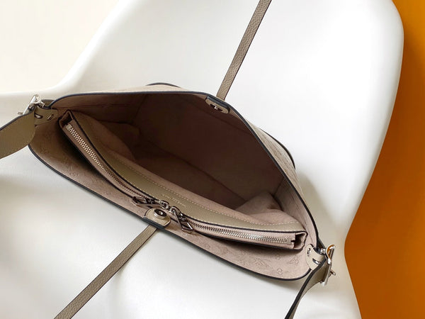 LV M12140 Borsa a mano Flore 28 cm Galet Grigio Monogram Pelle di vacchetta traforata