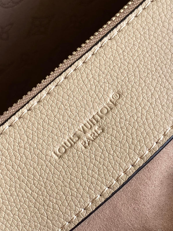 LV M12140 Borsa a mano Flore 28 cm Galet Grigio Monogram Pelle di vacchetta traforata