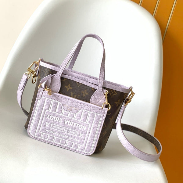 Neverfull 24 Bandoulière Inside Out BB Misty Lilac Calfskin