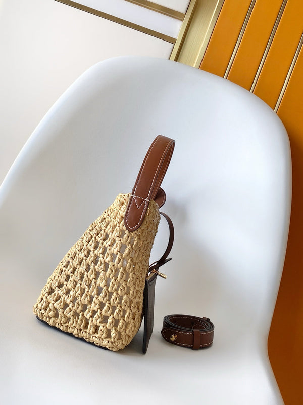 LV M14217 All In BB 16cm Marrone Rafia e finiture in pelle di vacchetta