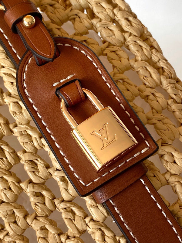 LV M14217 All In BB 16cm Marrone Rafia e finiture in pelle di vacchetta