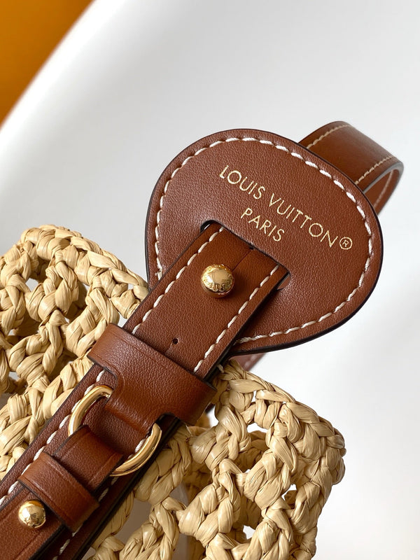 LV M14217 All In BB 16cm Marrone Rafia e finiture in pelle di vacchetta