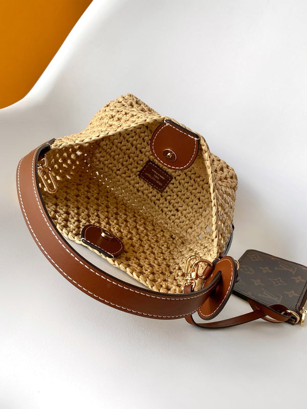 LV M14217 All In BB 16cm Marrone Rafia e finiture in pelle di vacchetta