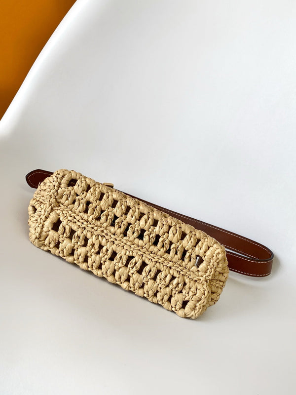 LV Hills Pochette 18.5cm Brown Beige Raffia & Cowhide GHW