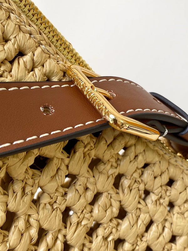 LV Hills Pochette 18.5cm Brown Beige Raffia & Cowhide GHW