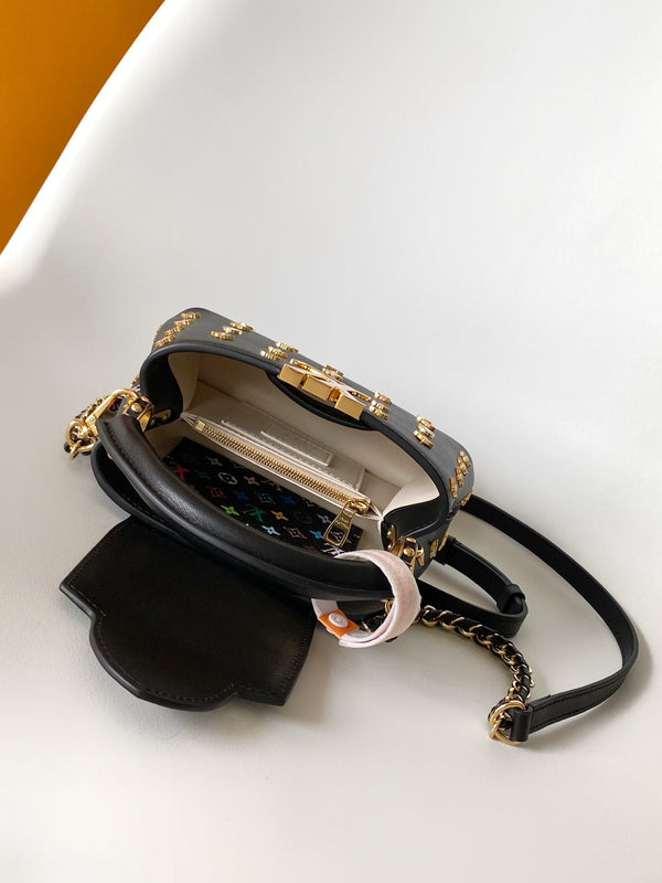 LV x TM Capucines Mini 21cm Black Taurillon Cowhide & Metallic Studs GHW