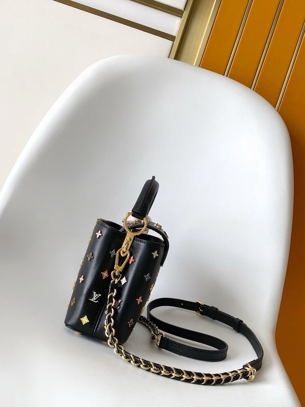 LV x TM Capucines Mini 21cm Black Taurillon Cowhide & Metallic Studs GHW