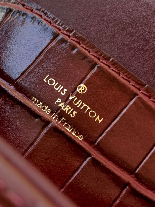 LV 25s Rose Des Vents Handbag 19cm Burgundy Crocodile GHW