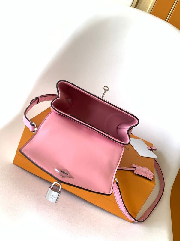 LV 25s Rose Des Vents Handbag 19cm Pink Crocodile Metal HW