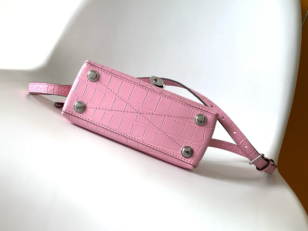 LV 25s Rose Des Vents Handbag 19cm Pink Crocodile Metal HW